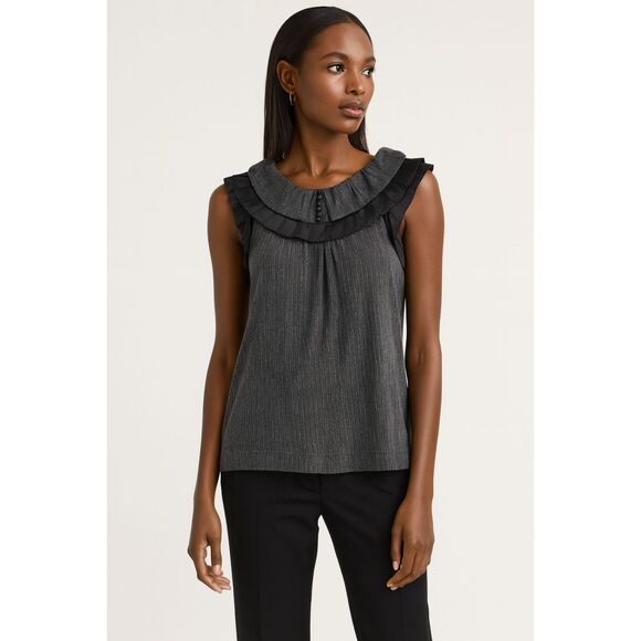 MARC BY MARC JACOBS Gray Ruffle T Shirt Tee Top Blouse   Women's Size Medium - Picture 1 of 7